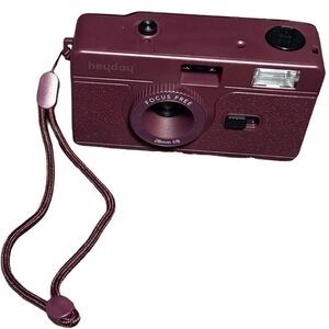 Heyday 35mm Film Camera Built-in Flash Dark Cherry Reloadable Open Box